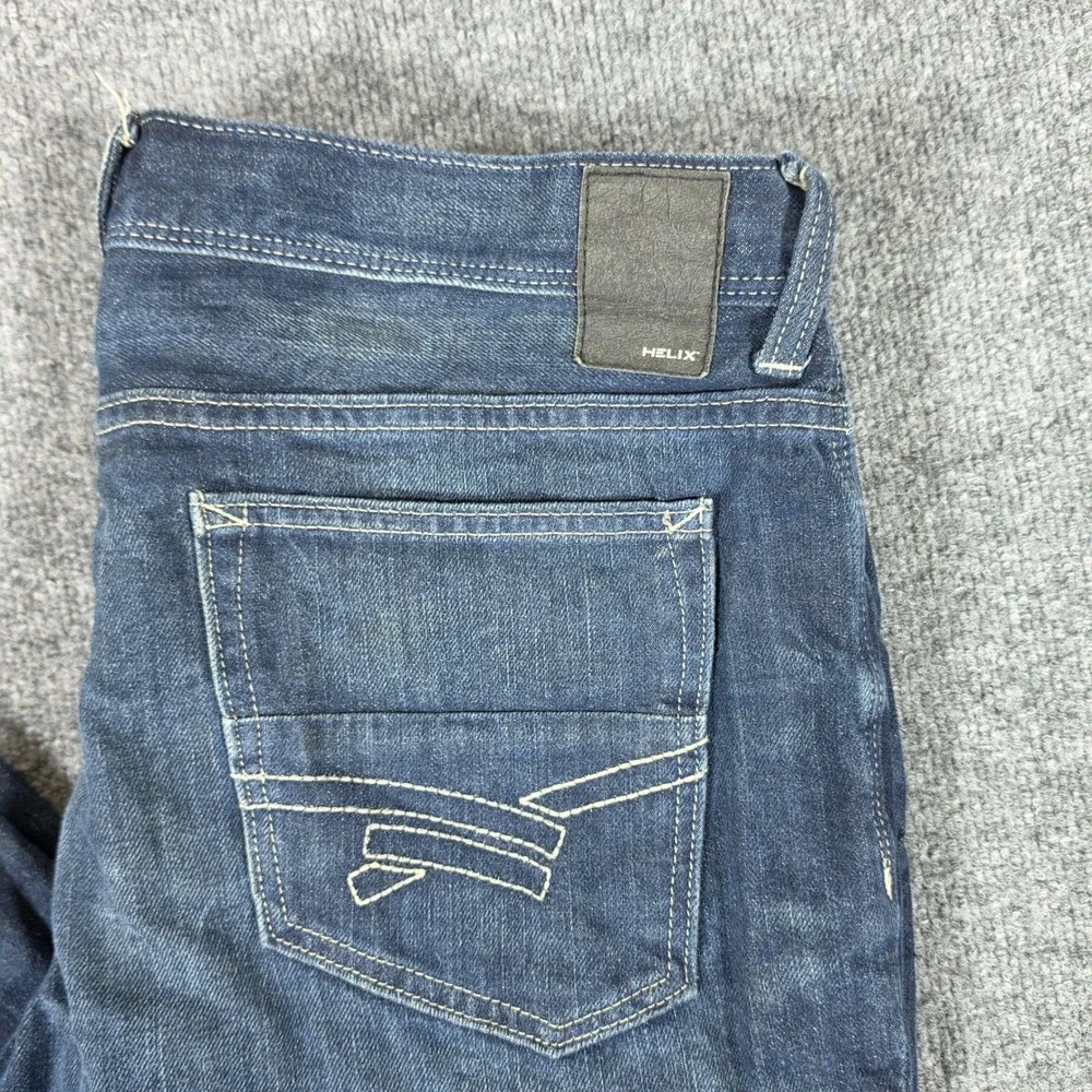 Helix Slim Boot Jeans Mens Dark Wash Blue Denim Tagged 36x32 Actual 36x31 Used